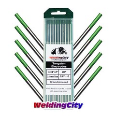 WeldingCity® 10-pk TIG Welding Tungsten Electrode Pure (Green) 3/32″ x 7″ | USA