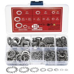 330 Pcs External Tooth Star Lock 2.5mm, 3mm, 4mm, 5mm, 6mm, 8mm, 10mm, 12mm