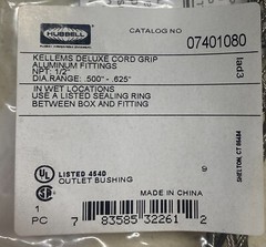 10 PACK – HUBBELL 07401080, Wire Mesh Cord Grip, 0.5″ to 0.625″ Cable, 90D Male