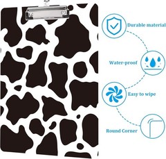 Cute Cow Print Clipboard A4 Letter Size Plastic Decorative, Pattern Varies