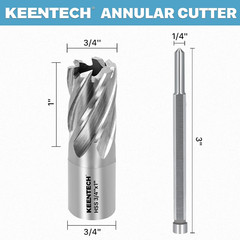 HSS Annular Cutter,3/4 Inch Diameter X 1 Inch Depth, 3/4 Inch Weldon
