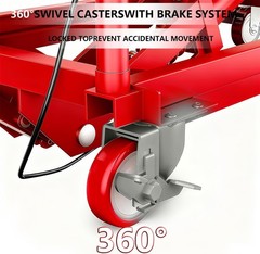 770 Lbs Hydraulic Double Scissor Lift Table 11-59″ Height 4 Wheels Non Slip Red
