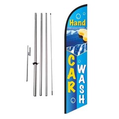 Hand Car Wash Advertising Feather Banner Swooper Flag Sign with Flag Pole Kit…
