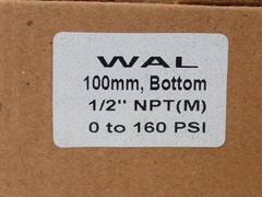 WAL Pressure Gauge, 4″, 1/2″ NPT Bottom, 0-160 PSI – NEW Surplus!