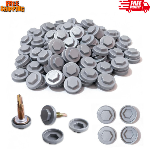 400 Pcs Metal Roof Screw Caps, UV Resistant Plastic Covers – Silver Gray