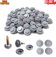 400 Pcs Metal Roof Screw Caps, UV Resistant Plastic Covers – Silver Gray
