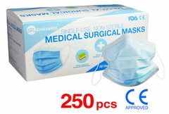 250 Pack CE Approved Class/Level 2 Surgical Disposable Face Mask/3-Ply 98% BFE