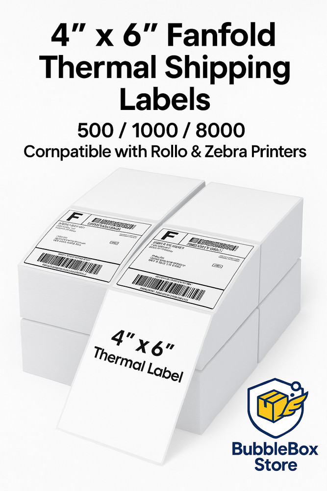 4″x6″ Fanfold Direct Thermal Labels Rollo Zebra Compatible 500 1000 4000 8000