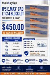 CEREC IPS Emax Cad Blocks 15 Assorted blocs size C14 shades LT A2- A3 – A3.5-A4