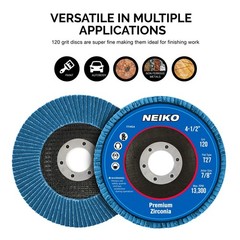 NEIKO 11145A 10 Pack Zirconia Flap Discs 4-1/2 for Angle Grinder, 120 Grit