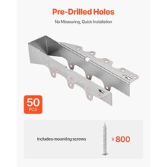 50 Pcs Face-Mount Joist Hanger Inner Size 1.6 x 1.5 x 7.8 in / 40x38x199 mm