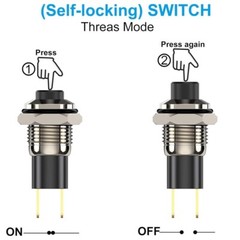 5x Push Button Self-Locking Mini Switches Latching 10mm Round DC24V 0.5A C480