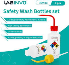 Professional Lab Safety Wash Bottles, 500ml, Set of 6, LDPE Material