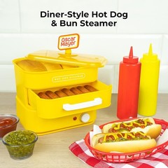 Diner-Style Hot Dog Steamer for 8 with Bun Warmer – Easy and Efficient Cooking