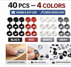 40 PCS Snap-On Screw Cover Caps – 4 Colors | Furniture, Cabinets, DIY