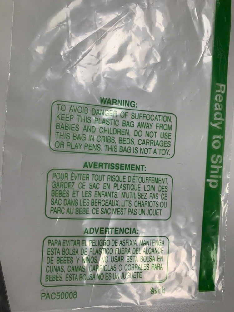 1000 4×6 Self Seal Suffocation Warning Clear Poly Bags 2 mil Free Shipping