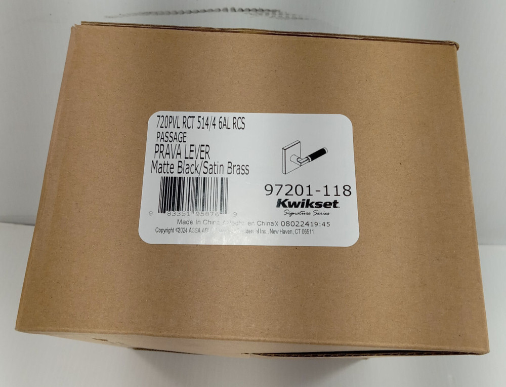 1 NEW KWIKSET 97201-118 MATTE BLACK SATIN BRASS PRAVA LEVER NIB ***MAKE OFFER***