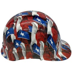 Texas Wavy Flag Hydro Dipped Cap Style Hard Hat with Ratchet Suspension