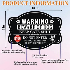 4 Pack Beware Of Dog Sign Reflective Aluminum Fence Yard Keep Gate Shut Metal