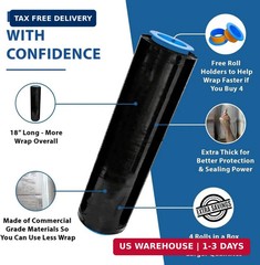 Lifetime Supplies 4 Rolls x 18 Inch x 1500 FT x 80 Gauge [Upgraded] Black Premiu