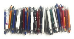 50ct Wholesale Lot Mixed Metal Misprint Pens: Retractable Click Ballpoint Gel