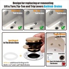 Champagne Bronze Universal Tub Drain Tip Toe Tub Conversion Kit Assembly, Art…