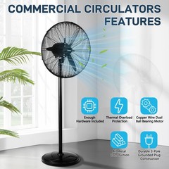 5000 CFM 20 inch High Velocity Industrial Pedestal Fan, 4-Speeds Standing Fan