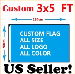 Custom Flag 3×5 ft Single Sided Banner USA SHIPPING! Sharp Imaging w/ 2 Grommets