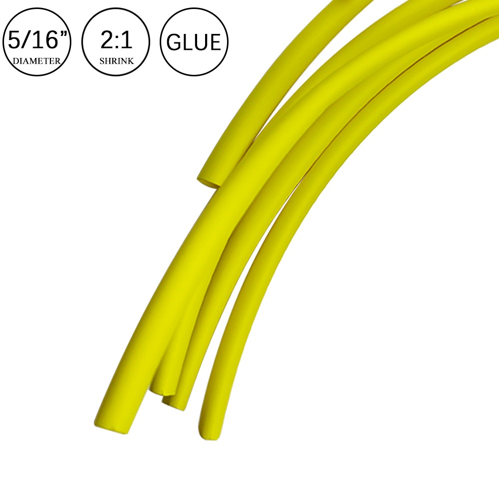 2:1 Heat Shrink Tubing Yellow Dual Wall Waterproof Glue Wires Wrap (SMALL SIZES)
