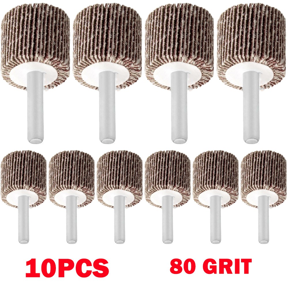 10Pcs 80 Grit Drill Flap Wheel Sander 1x1x1/4″ Flapper Sanding Grinding HOT