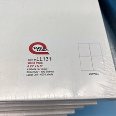 10x Tape Logic Laser Labels, Rectangle, 4 1/4″ x 5 1/2″, White, 400/Case (LL131)