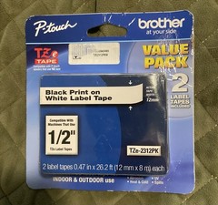 Brother Genuine P-Touch TZe-231 2 Pack Tape (TZE2312PK) Black On White New