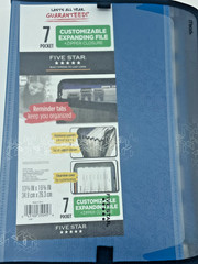 FiveStar Expanding File Folder Zipper Close 7-Pocket Blue School Supply Lot of2
