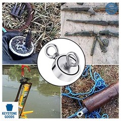 1000 LB Magnet Fishing Kit Double Sided Neodymium with 65 Ft Rope Gloves Case