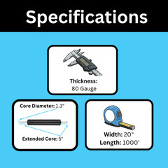 20″ x 1000 FT 80 Gauge Black Extended Core Pallet Stretch Wrap 4 Rolls