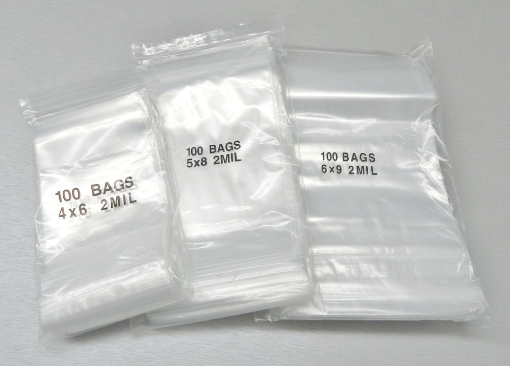 300 Bags 2mil Clear Assortment 3 Large Sizes 4×6 5×8 6×9 Reclosable 100 @ Size
