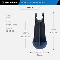 Sandbaggy 3-1/4 Inch Rebar Plastic Chair | Fits Rebar #3 to #5 | Heavy Duty