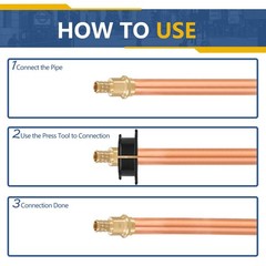 1/2Inch PEX Copper Press Fittings,1/2″ Press X 1/2″ PEX Crimp Coupling Adapte…