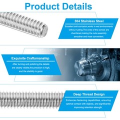 15Pcs 3/8″-16 Fully Threaded Rod 2″ Length 304 Stainless Steel Thread Screw