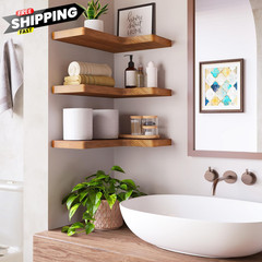 Fixwal Corner Floating Shelves for Wall 16″ x 11.4″ x 5.5″, Rustic Brown