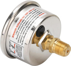 1.5″ Dial Size, Oil Filled, 1/8 NPT Inline Fuel Pressure Gauge – 304 Stainless S