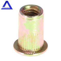 100 Pcs M6 Metric Carbon Steel Rivet Nut Flat Head Threaded Insert Nutsert