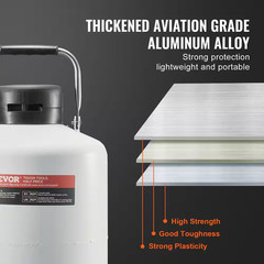 Liquid Nitrogen Tank 10 L Aluminum Alloy LN2 Container Dewar 6 Canisters, Carry