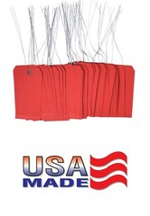 1000 pcs of 4 3/4″ x 2 3/8″ Size 5 Red Cardstock Hang Tag Tags with Wire 13 Pt