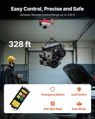 VEVOR Electric Hoist 1320lbs Crane Winch with Wireless Remote Control 1150W 110V