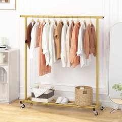 Gold Adjustable Rolling Clothing Rack – Space-Saving Organizer for Home & Retail