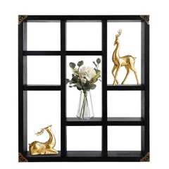 MITREL 17.7×15.7-Inch Shadow Box Shelf 9-Slot Rustic 1 PCS, 9c-classic Black