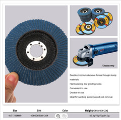 Premium Zirconia Flap Disc 4.5″ x 7/8-Inch 40 60 80 120 grit for Angle Grinder