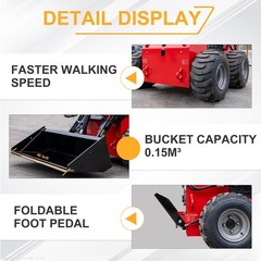 🔥2026 Mini Wheel Skid Steer Loader 23HP RATO Gasoline Engine Skid Steer Loader