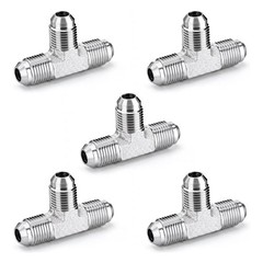 5PCS JIC Male 37° Flare Union Tee Hydraulic Fittings 3/8″ JIC Male x Male x Male